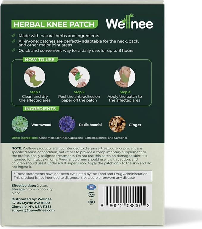 Wellnee &amp Wellamoon Wellness Pack: Herbal Knee Comfort Patches (10 Count) &amp Natural Sleep Support Patches (28 Count) – Joint &amp Muscle Comfort with Plant-Based Sleep Aid