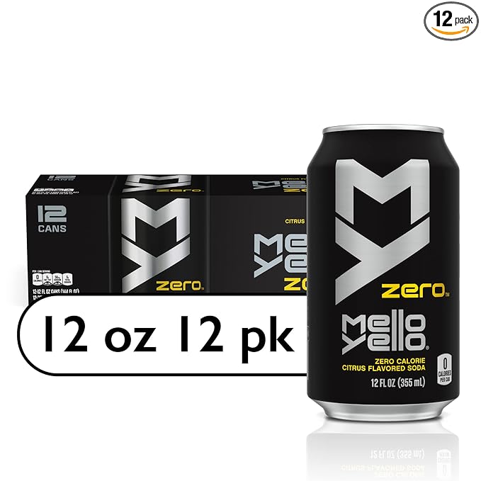 Mello Yello Zero Soft Drink 12 pack of 12oz Cans Mellow Yellow
