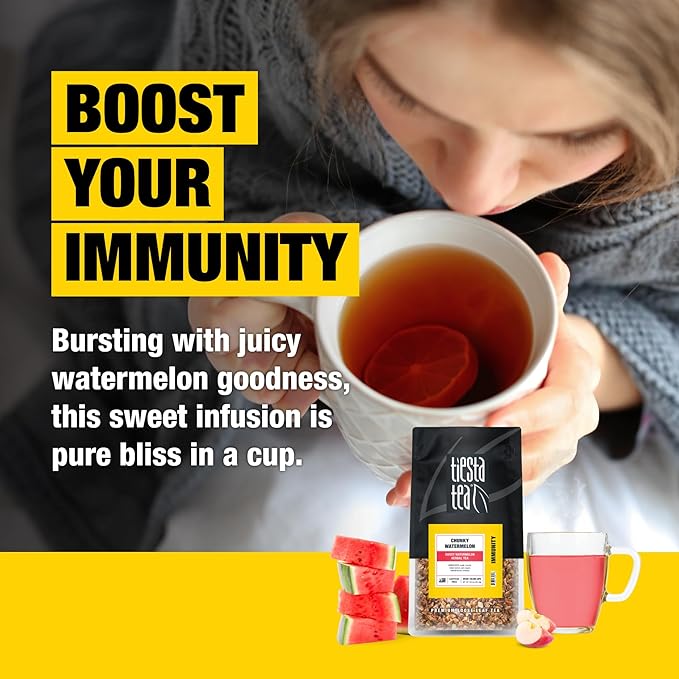 Tiesta Tea - Chunky Watermelon Loose Leaf Sweet Watermelon Herbal Tea Premium Non-Caffeinated Fruit Blend Makes Hot or Iced &amp Brews Up to 200 Cups 16oz Resealable Bulk Pouch