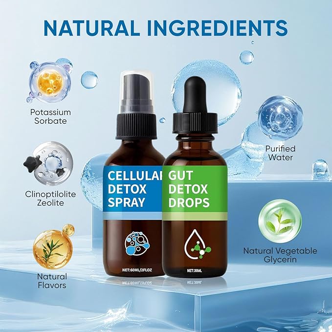 Zeolite Detox Pack Zeolite Drops for Detox &amp Cleanse Clinoptilolite Drops &amp Spray for Heavy Metal Support Gut Health for Adults