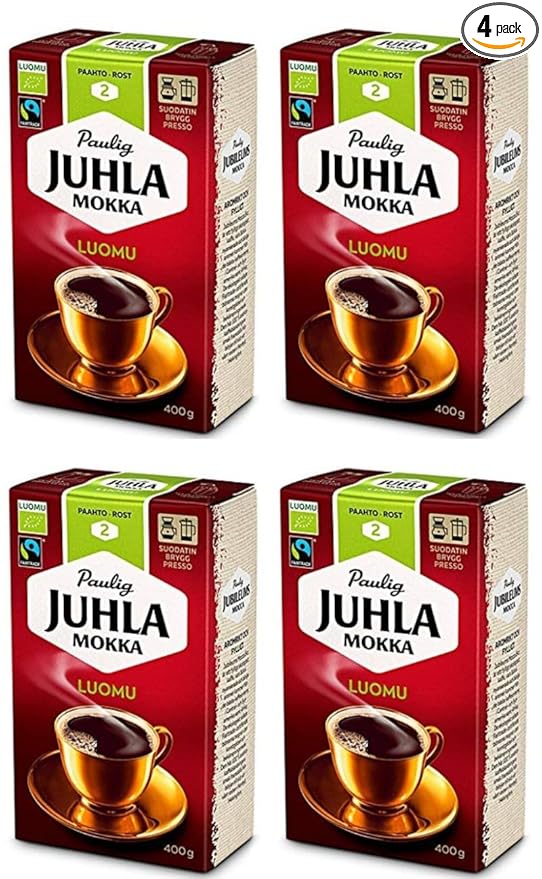 Paulig Juhla Mokka Luomufine ground Coffee 4 Packs of 400g
