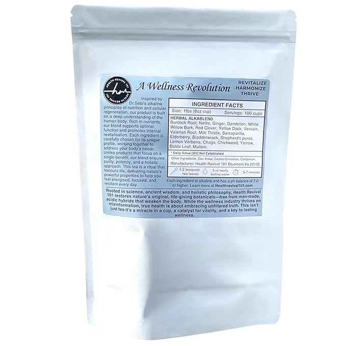 Tea Absolute AlkaBlend – Organic Alkaline Herbal Tea | 20-Herb Loose Leaf Botanical Blend | Caffeine-Free Vegan Non-GMO | Daily Wellness Tea Ritual