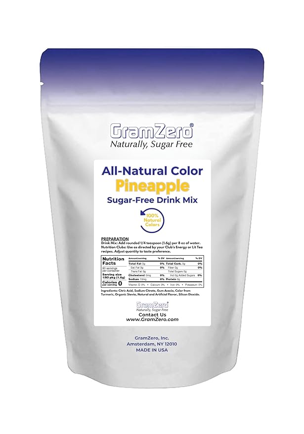 GramZero Pineapple Zero Calorie Sugar Free Drink Mix Great For Nutrition Club Loaded Teas Stevia Sweetened