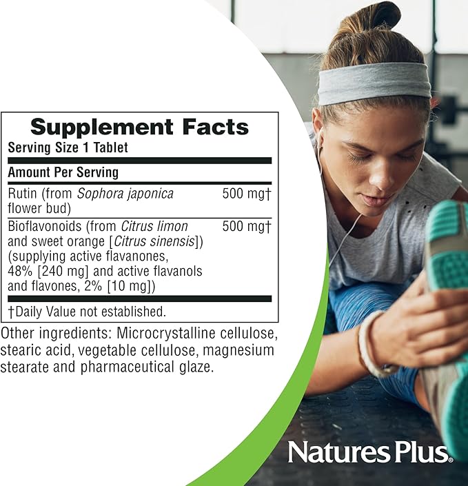 NaturesPlus Biorutin 1000 mg - 60 Tablets - Bioflavonoid &amp Rutin Complex - Vegetarian Gluten Free - 60 Servings