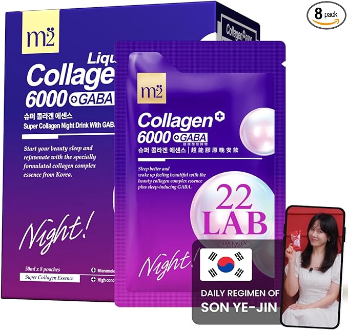 m2 Liquid Collagen for firmer Skin Night Beauty Drink with GABA Biotin Secrets of Korean Celebs Sleep Repair in One Step | Scientifically Proven 68% Collagen Boost in 24HR No Added Sugar (8pk)