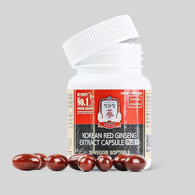 JUNG KWAN JANG Korean Red Ginseng Extract Capsules Plus | All-in-1 Focus Pills for Men &amp Women | Natural Energy Supplements Circulation Immune Support | 30 Capsules