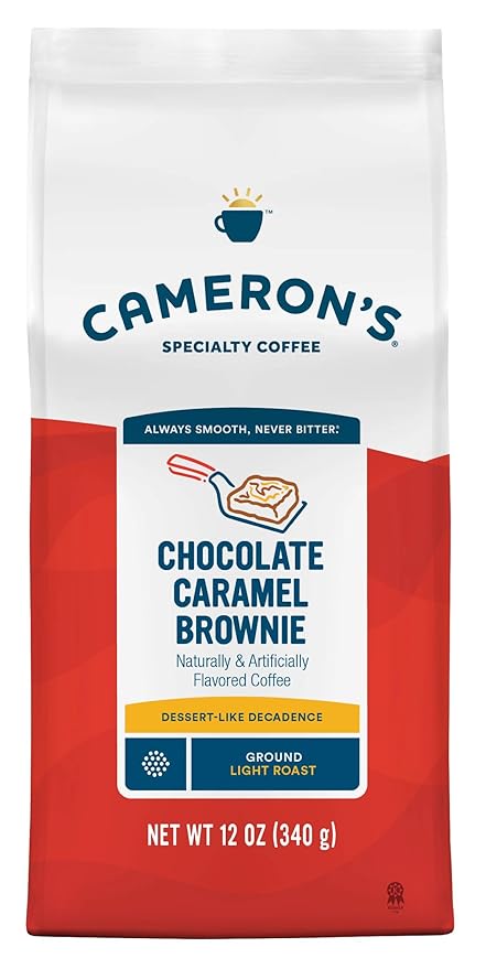 Cameron's Coffee Chocolate Caramel Brownie Flavored Ground Coffee Light Roast 100% Arabica 12-Ounce Bag (Pack of 6)