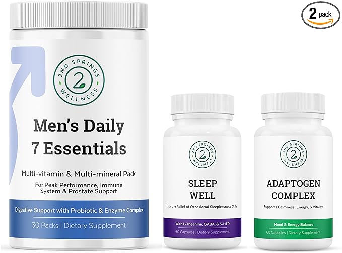 Men's Daily 7 Essentials Sleep Well &amp Adaptogen Complex Bundle