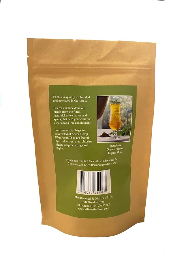Organic Saffron Organic Ginger Herbal Tea - for better health and wellness (Pack of 1 Saffron Mint)