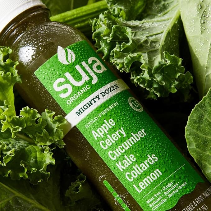 Suja Organic Green Juice Variety Pack | 6 Mighty Dozen and 6 Uber Greens | Plant-Based &amp Gluten-Free (12 fl oz Pack of 12 total)