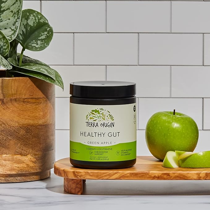 Healthy Gut Green Apple | 30-Servings with L-Glutamine Zinc Glucosamine Slippery Elm Bark Marshmallow Root and More!