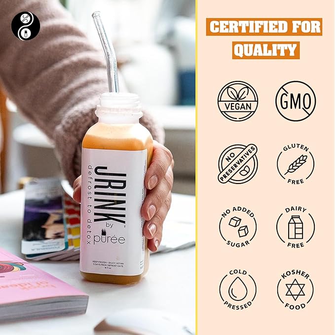 JRINK by Purée Farma-C Juice Cleanse Cold Pressed Detox Drink with Lemon Ginger Organic No Preservatives Vegetable and Fruit Juice Healthy Cleanse Raw Juice Detox 16oz Bottles Pack of 24