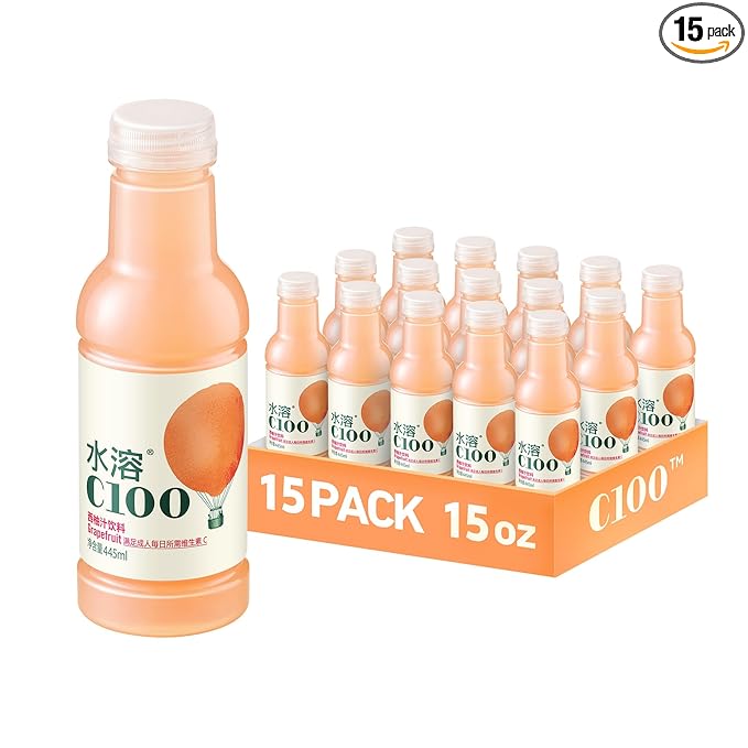 NONGFU SPRING C100 Juice Drink – Grapefruit Flavored Fruit Juice Bottles 100mg Vitamin C Per Bottle 12% Real Fruit Juice -15 fl oz 445mL 15 Pack