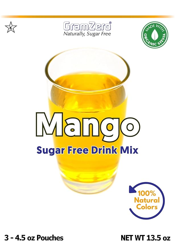 GramZero Mango Zero Calorie Sugar Free Drink Mix Great For Nutrition Club Loaded Tea Stevia Sweetened