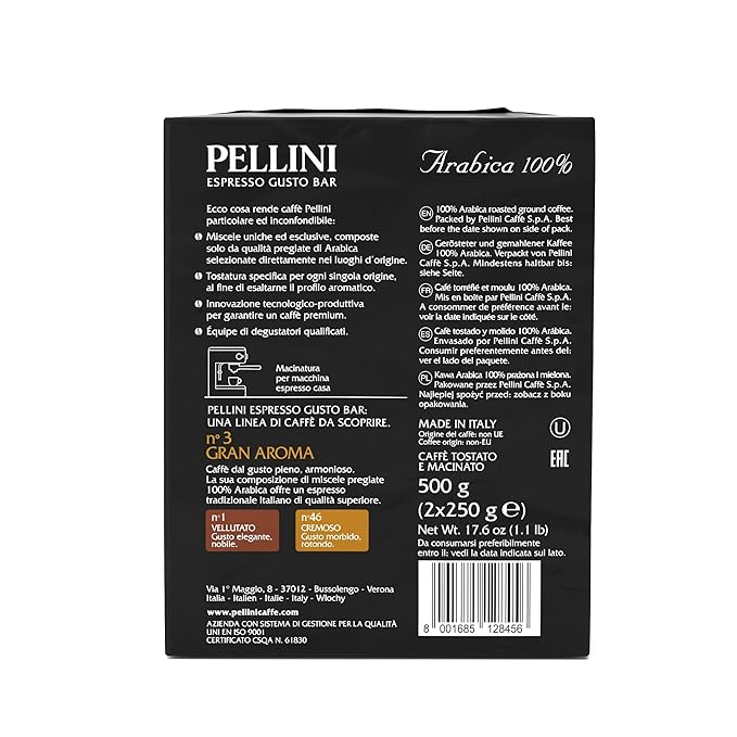 Pellini Espresso Gusto Bar no. 3 Gran Aroma Ground for Espresso Machine 500 g 300070414