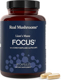 Real Mushrooms Lion’s Mane Focus Capsules (90 Count) – Organic Lions Mane Fruiting Body Extracts (3.3g Dried Equivalent) with 200mg Alpha GPC Choline for Mental Clarity &amp Daily Cognitive Function