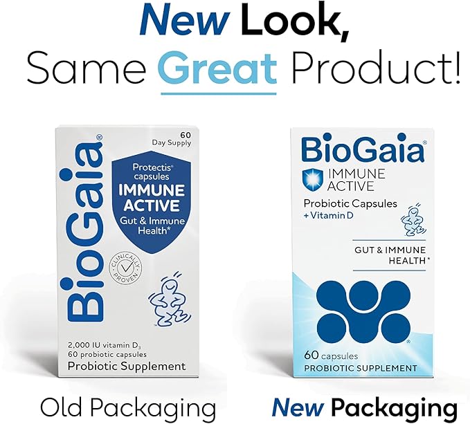 BioGaia Protectis Immune Active Probiotic | Probiotic + Vitamin D | Supports Immune Digestive and Overall Health | Probiotics for Men &amp Women | Capsules | 60 Day Supply