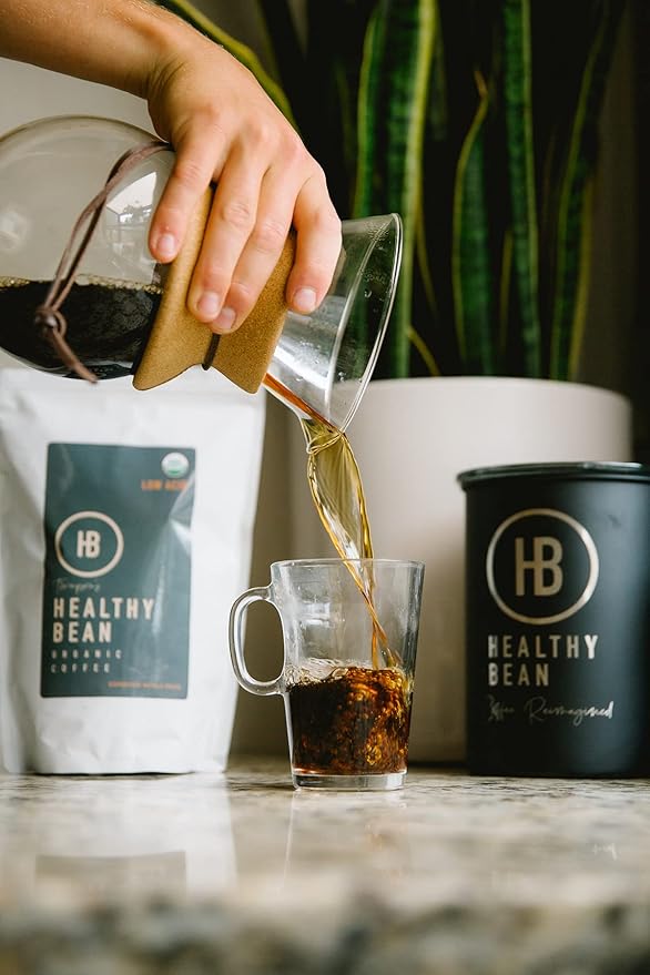 Healthy Bean Organic Espresso Ground Coffee Dark Roast - Low Acid Coffee Grounds for Sensitive Stomach - Dark Espresso Roast USDA Organic High Antioxidants Strong and Rich Flavor 11oz