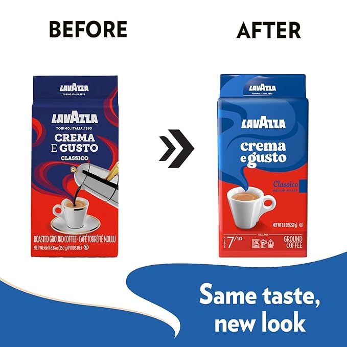Lavazza Crema e Gusto Ground Coffee Medium Roast Arabica and Robusta Blend 8.8 oz Brick (Pack of 4)
