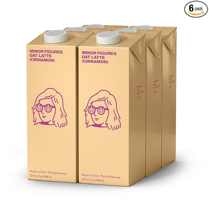 Minor Figures - Oat Latte - Cinnamon - Ready to Drink - Multi-serve - Non-GMO - Plant-Based - Vegan - Dairy-Free - Shelf Stable - Coffee - Barista Standard - Unsweetened - 32oz - 6 Pack
