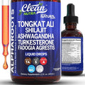 Tongkat Ali Liquid Drops Shilajit Ashwagandha Turkesterone Fadogia Agrestis Magnesium Irish Sea Moss and Zinc Herbal Supplement by Clean Nutra