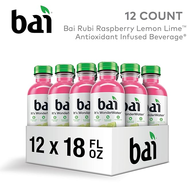 Bai Antioxidant Infused Water Beverage Raspberry Lemon Lime with Vitamin C and No Artificial Sweeteners 18 Fluid Ounce Bottle 12 Pack