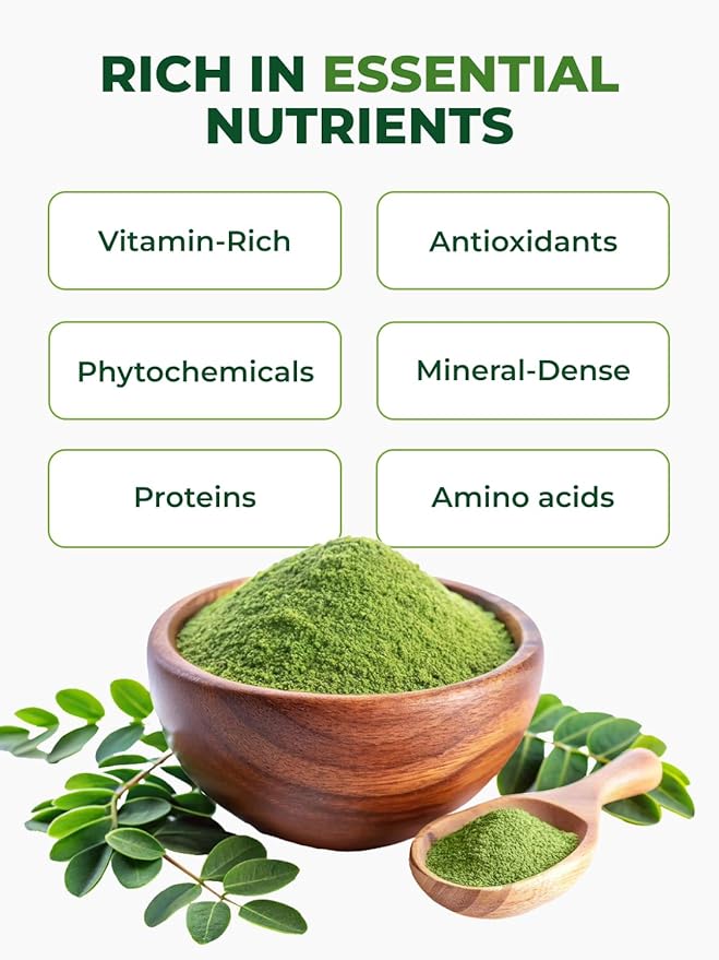 PURA VIDA MORINGA Organic Moringa Leaf Powder Premium 100% Leaf Powder Single Origin - USDA Organic Moringa Oleifera Perfect for Smoothies &amp Recipes 8 oz