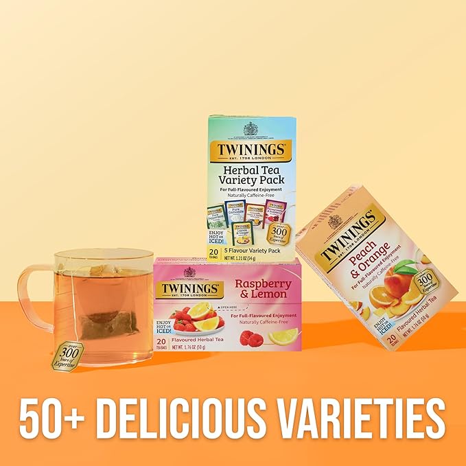 Twinings Herbal Tea Variety Pack 20 Count (Pack of 6) Formerly Assorted Herbal Includes 5 Flavours Naturally Caffeine-Free Enjoy Hot or Iced 120 Teabags