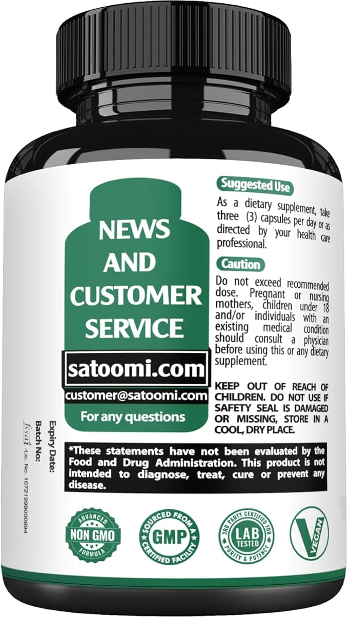 Satoomi Berberine 1500mg Supplement with Organic Ceylon Cinnamon Bark &amp Bitter Melon - 240 Vegan Capsules for 80 Servings - Immune System Heart Health Body Management &amp Digestion Support