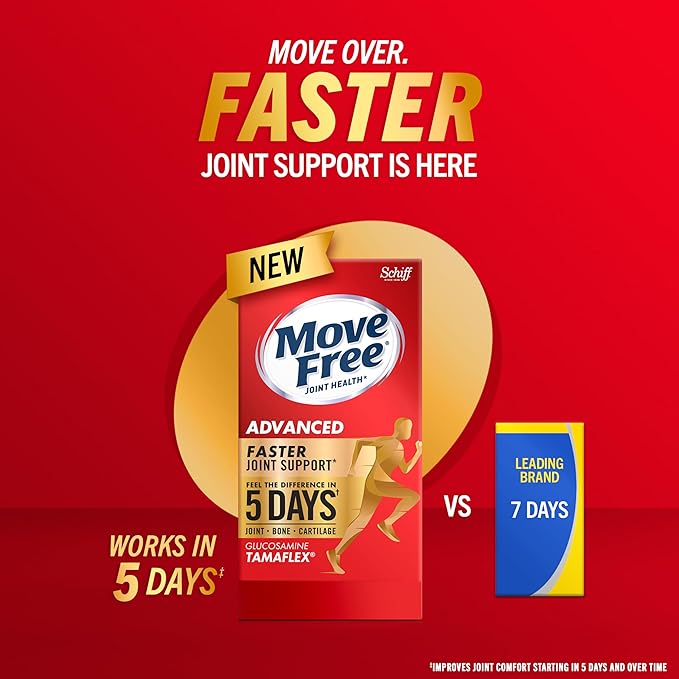 Move Free Advanced 5-Day Joint Support Supplement with Turmeric Curcumin &amp Tamarind (TamaFlex) Glucosamine &amp Vitamin D3 for Joint Health Bone Strength Cartilage and Knee Range of Motion. 9