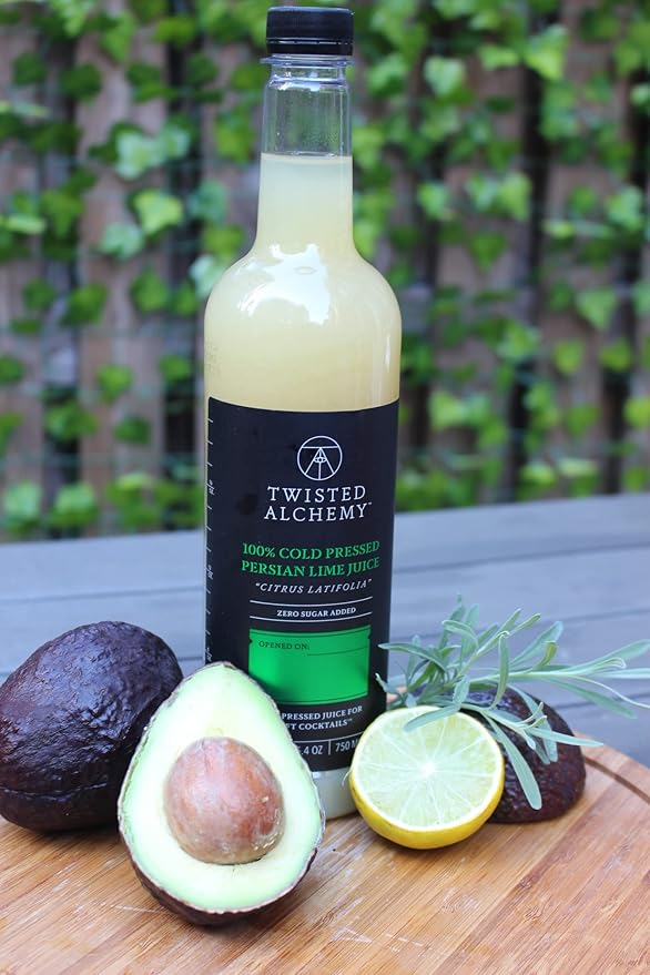 Twisted Alchemy Cold Pressed Fresh Juice For Craft Cocktails - Fresh All Natural Hand Squeezed Lime Juice Cocktail Mixer - (25 Oz Bottle Pack Of 3) - Preservative Free Non-GMO 100% Pure -