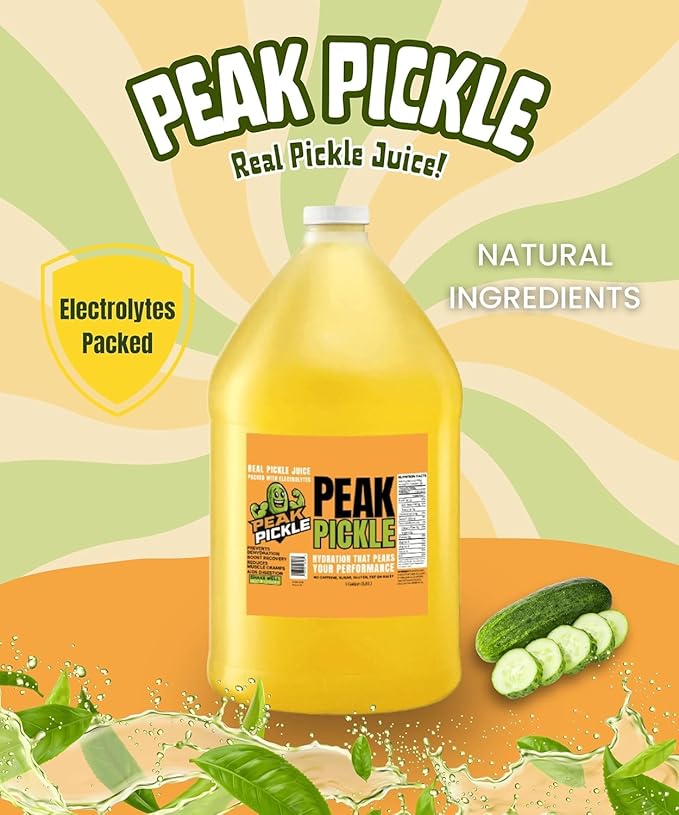 Peak Pickle Dill Pickle Juice- 1 Gallon Pickle Juice Sports Drink For Leg Cramps- Pickle Juice Gallon for Muscle Cramp Relief- Pickle Juice Shots For Leg Cramps- Kosher Dill Pickle Juice