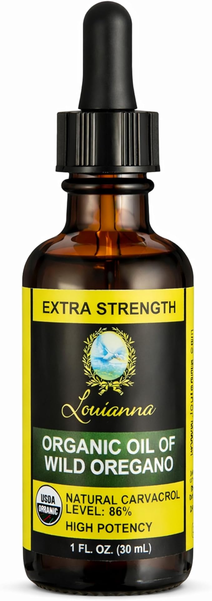 Louianna - Organic Wild Oregano Oil Pure Oil of Oregano Drops with 80 Percent Carvacrol for Oral or Topical Use 30 mL