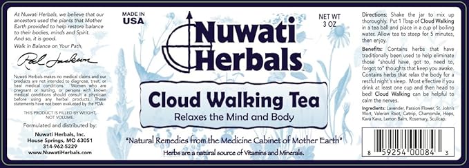 Nuwati Herbals Cloud Walking Herbal Tea Blend – Promotes Rest and Relaxation – Loose Leaf Tea 3 Ounces