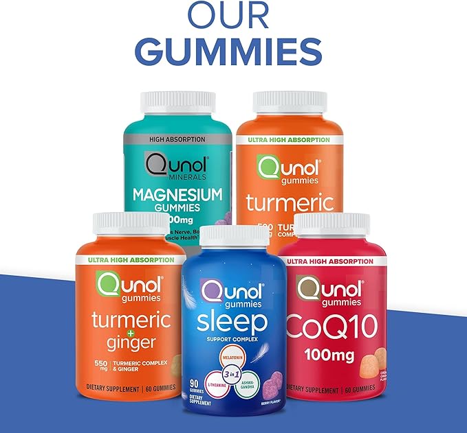 Qunol Turmeric and Ginger Gummies - Joint Support Supplement with Ultra High Absorption 90 Count Vegan and Gluten Free Gummies