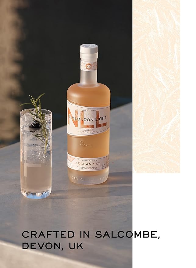 New London Light ‘Aegean Sky’ │0% Non-Alcoholic Aperitif 70cl │Bitter citrus olive and Mediterranean flavors | Made in England