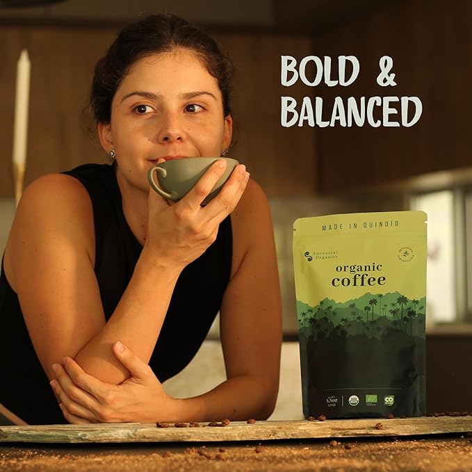 Ancestral Organics Colombian Ground Coffee - Low Acid Medium Roast/Tasting Notes - Premium Single Origin Specialty Fair Trade Arabica