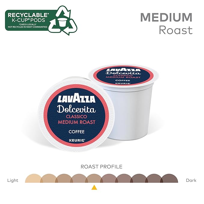 Lavazza Classico Medium Roast Coffee Keurig K-Cups 60 Count 10 Count (Pack of 6)