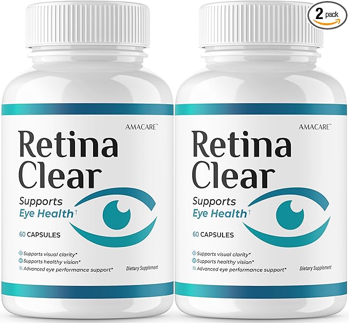 (2 Pack) Retina Clear – Retina Clear Eye Supplement Capsules Reviews Official RetinaClear Vision Support Pills Health Natural Ingredients Vitamin Advanced Formula 120 Capsules for 2 Months