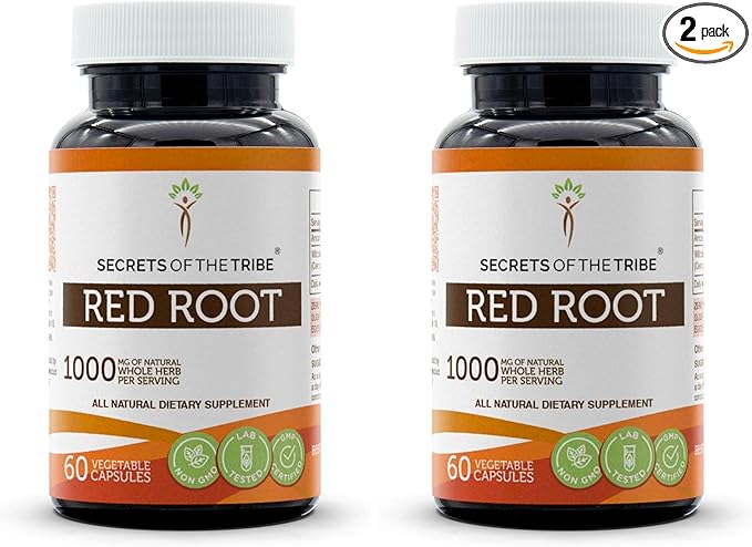 Secrets of the Tribe Red Root 60 Capsules 1000 mg Wildcrafted Red Root (Ceanothus Americanus) Dried Bark (60 Capsules) (Pack of 2)