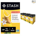 Stash Tea Lemon Ginger Vitality Herbal Tea - Naturally Caffeine Free Non-GMO Project Verified Premium Tea with No Artificial Ingredients 20 Count (Pack of 6) - 120 Bags Total