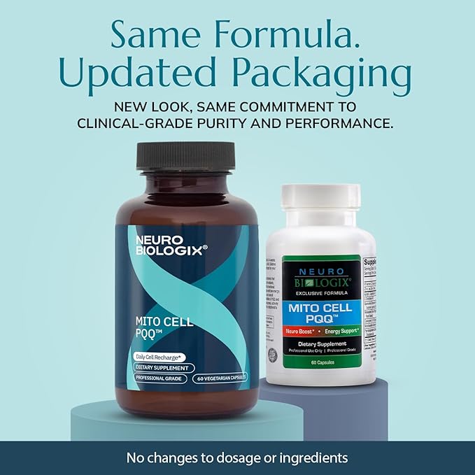Neurobiologix Mito Cell PQQ Energy &amp Focus Supplement with CoQ10 Vitamin C NADH Acetyl L Carnitine &amp Antioxidants for Cellular Health &amp Mitochondrial Support Promotes Overall Wellness