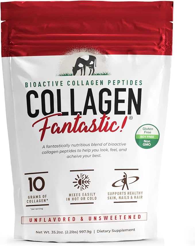 Collagen Fantastic Grass Fed Collagen Peptides Plus Grass Fed Unflavored Whey Fantastic 2.2lb Each