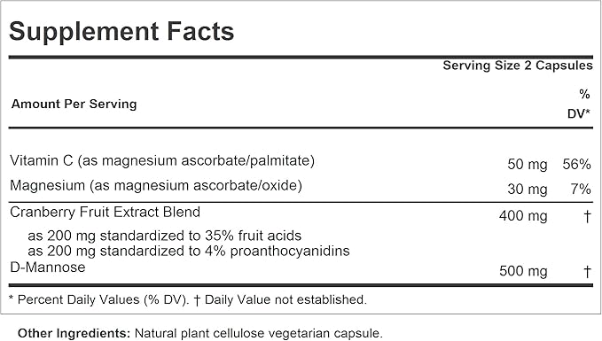ANDREW LESSMAN Cranberry with D-Mannose - 180 Capsules - Supports Bladder Kidney and Urinary Tract Health. High Potency Standardized Cranberry Concentrate and D-Mannose. Easy to Swallow Capsules