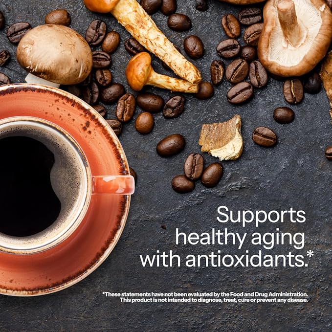 Feelgood Company Mushroom Coffee with 10 Organic Mushrooms and Arabica Coffee 30 Stick Packs Zero Added Sugar Supports Immune Health and Brain Function