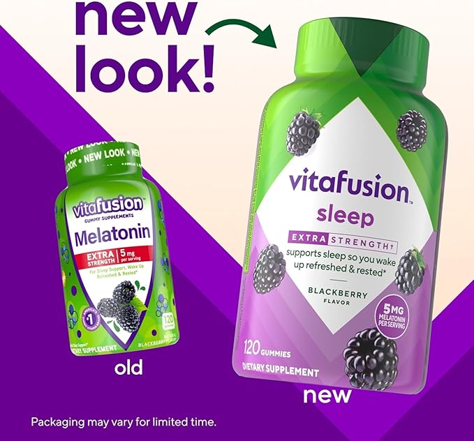 Vitafusion Extra Strength Melatonin BlackBerry 5mg 120 Count (Pack of 2)