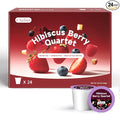 Chaism Hibiscus Berry Quartet - Herbal Tea Pods 4 Berries Blend Caffeine Free 24 K Cups