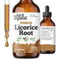 Wild &amp Organic Licorice Root Tincture - Digestive Lung &amp Skin Support - Licorice Root Extract Liquid Drops - Vegan Sugar &amp Alcohol-Free Supplement - 4 fl oz