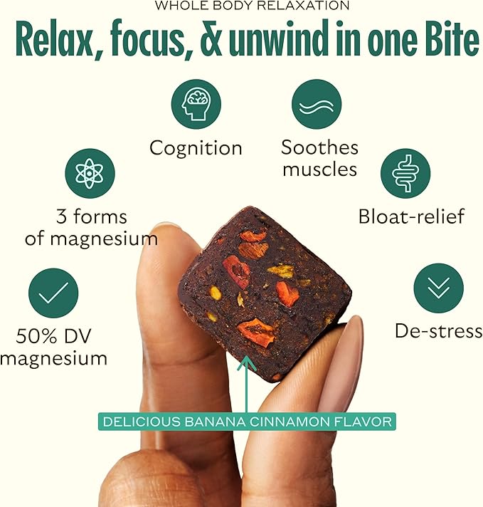 GEM Calm Bite | Supports Calm Mind &amp Clarity | Magnesium L-Threonate Golden Chlorella Lemon Balm | Holistic Non-Habit Forming | Gluten Free Soy Free Banana Cinnamon (28 Count)
