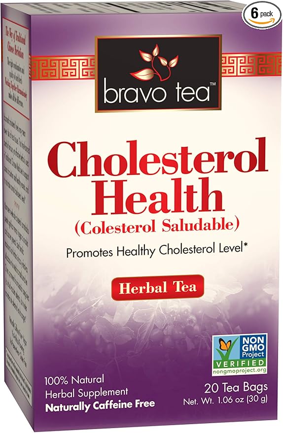 Bravo Tea Cholesterol Health Herbal Tea Caffeine Free 20 Tea Bags 6 Count